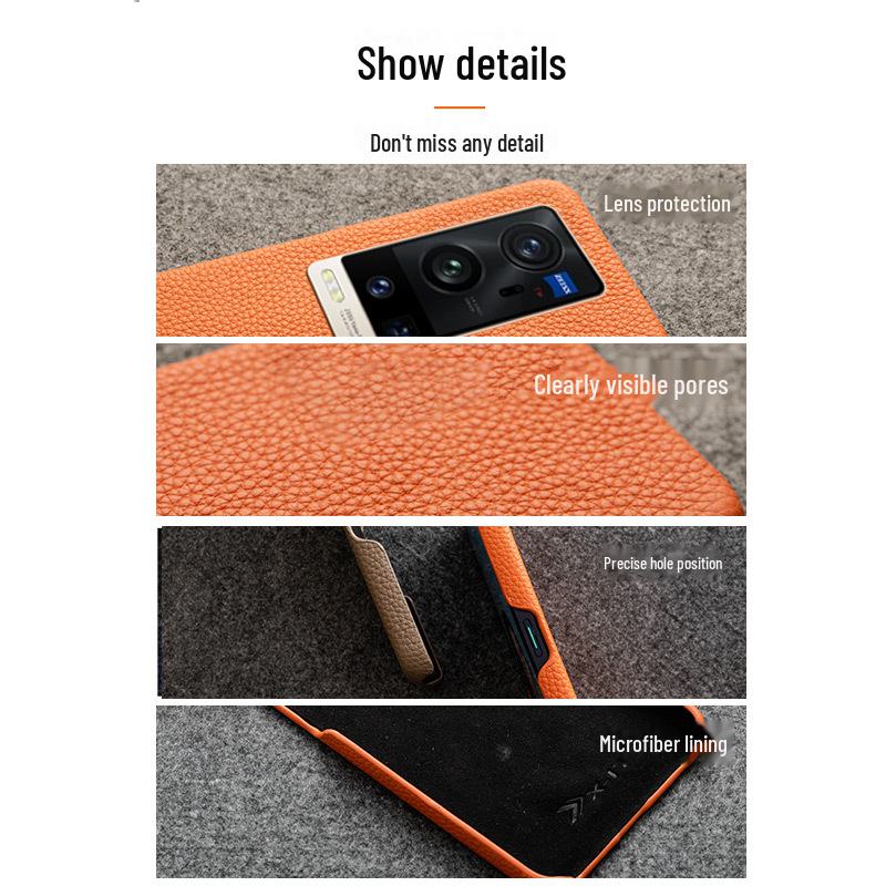 Echtes Leder halbverpackte Top-Layer Rindslederhülle für vivoX90Pro, x80, x70, x50. Schützt vor Stürzen mit einem trendigen Design.