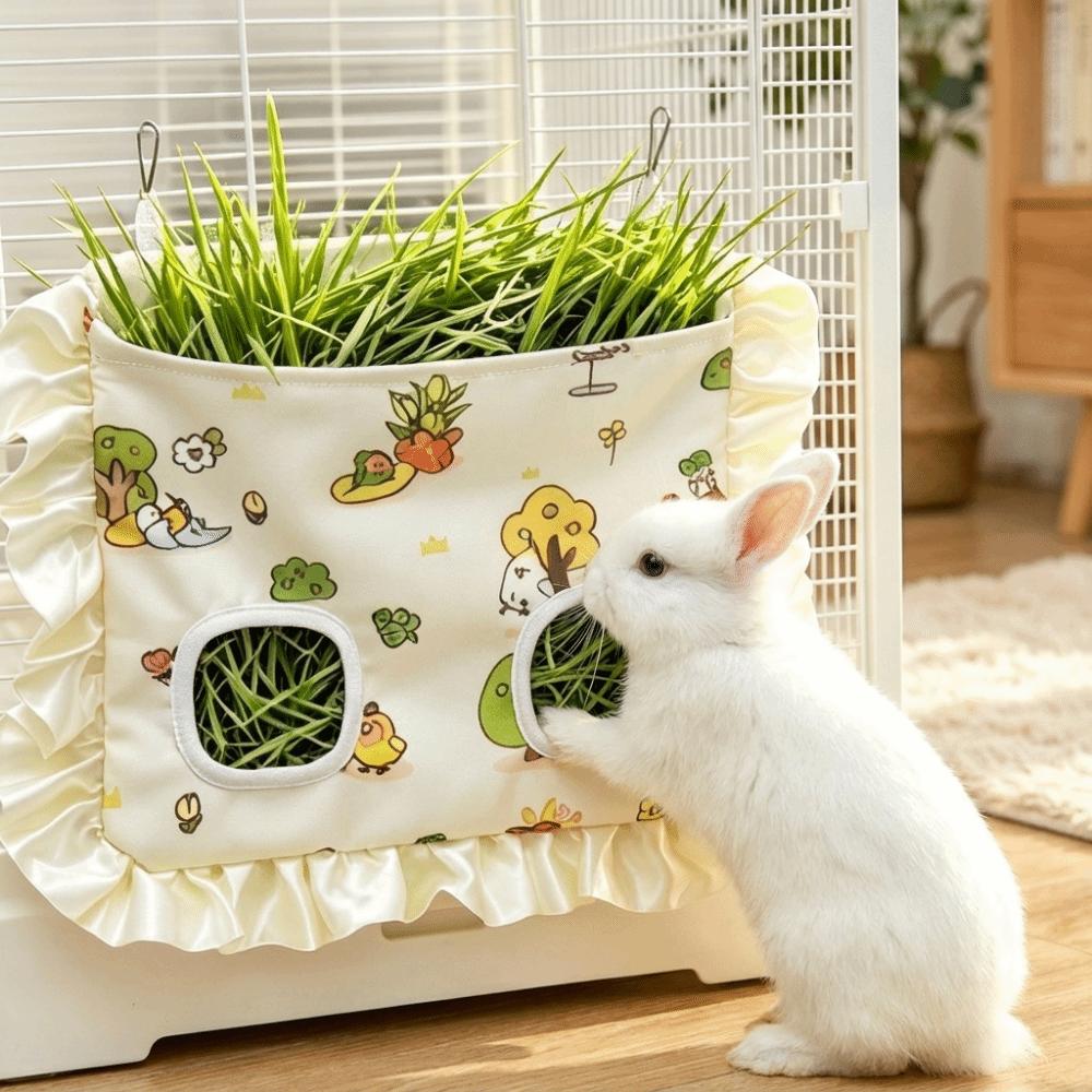 Magnetic Sealing Rabbit Hay Bag Leak-Proof Pet Feeding Bag Hanging Hay Feeder  Cage Accessory
