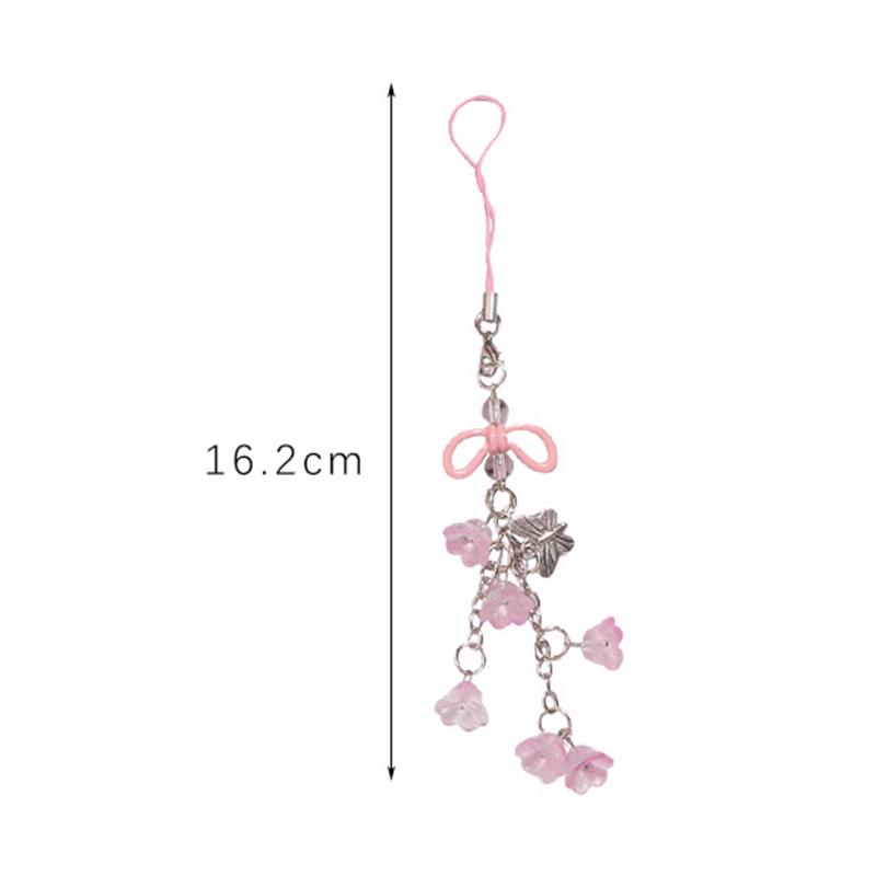 Cute Acrylic Hollow Out Bowknot Flower Phone Charm Accessories For Women Girls Handmade Butterfly Pendant Jewelry Keychain