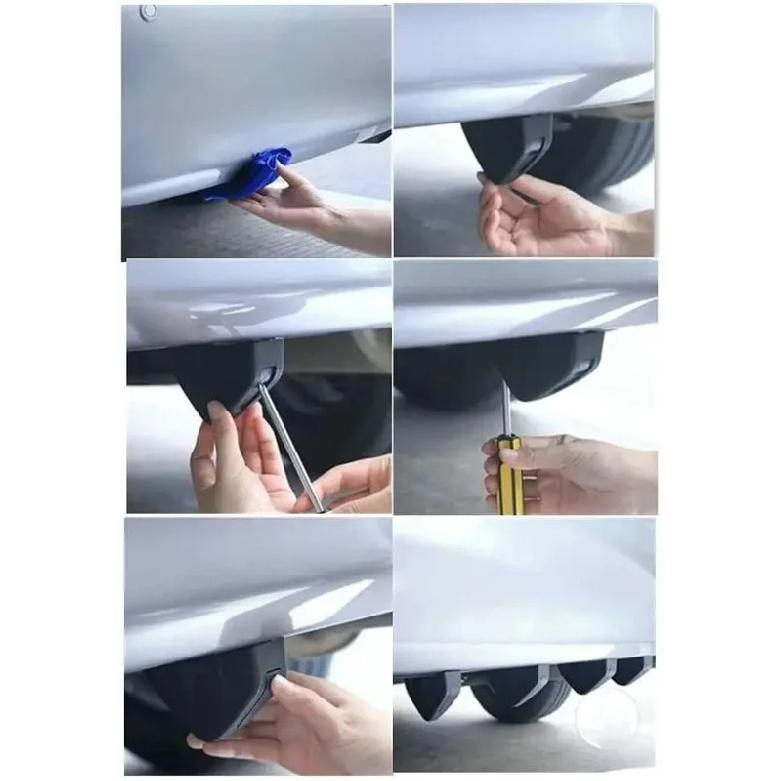 LAICY For Hyundai Veloster 2014-2021 4pcs Rear Bumper Lip Diffuser Splitter Spoiler Shark Fins Car Auto Bumper Lip Anti-crash