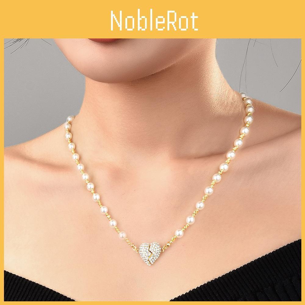 Designer Heart Chic Shaped Magnetic Pendant Necklace With Gorgeous Pearl Chain Women For