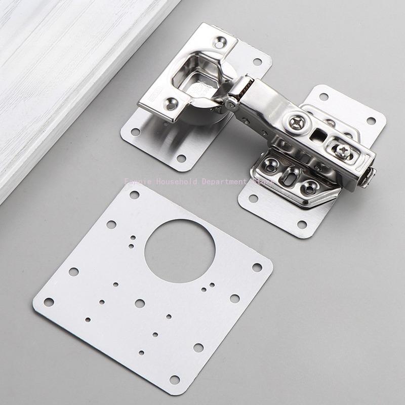 2/10Sets Hinge Repair Plate Kitchen Cabinet Door Hinges Mounting Plate with Screw Flat Fixing Brackets Furniture Hardware Tools