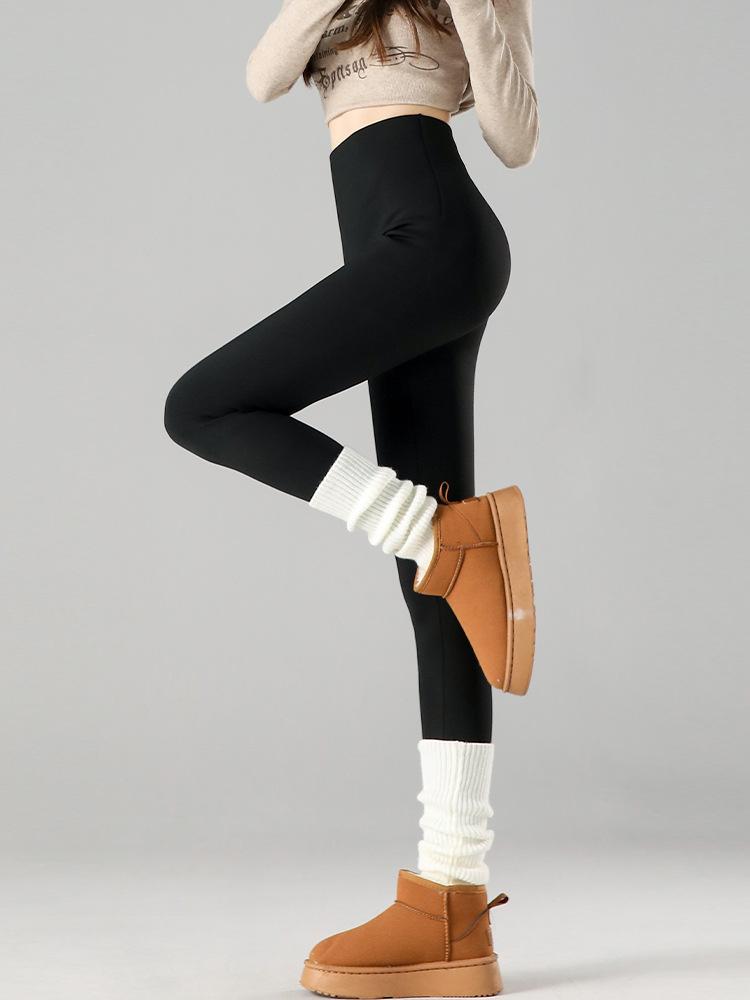Podzim Zima Nové Fleece Zahuštěné Tykev Kalhoty Kašmír Hedvábné Žraločí Kalhoty Ženy Nosí teplé spodní Barbie legíny