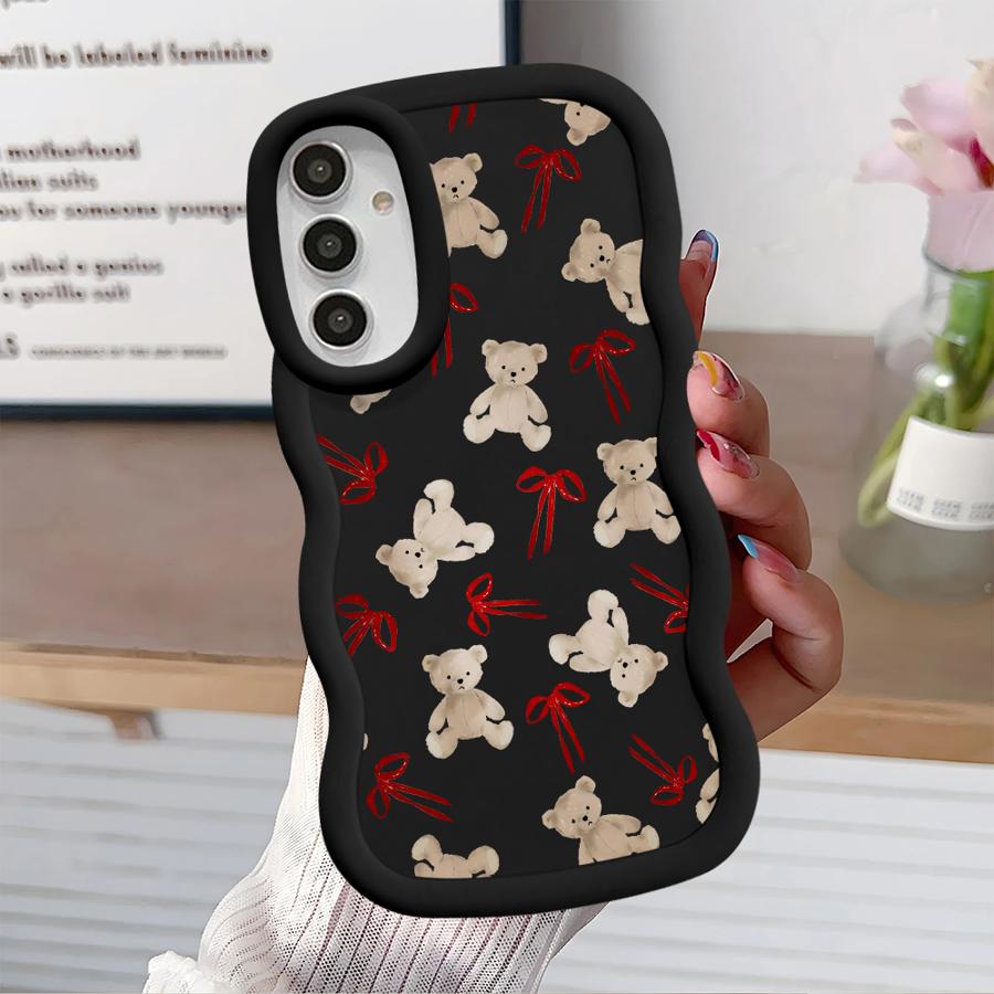 Cute Bow Bear Case for Samsung Galaxy A11 A14 A13 A21s A16 A15 A12 A52 Soft Phone Cover A22 A04 A06 A53 A23 A05 A03 A33