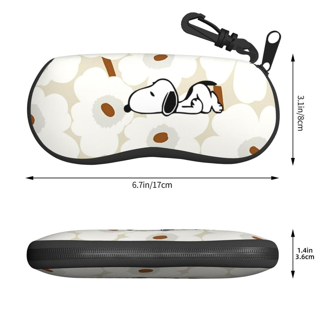 Asamike Eyeglass Snoopy Eyeglasses Cool Anime Sunglasses Unisex Storage Neoprene with Keychain Hook Bag, Pouch, Case, Zipper, Stylish,