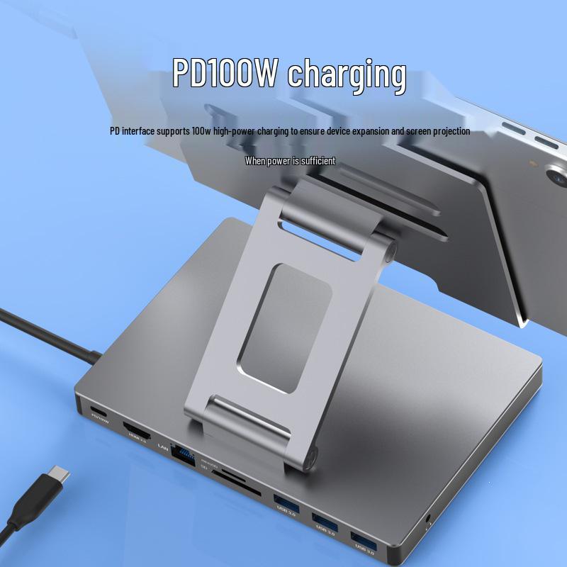 Aluminum Alloy Type-C Docking Station: Tablet & Laptop USB Hub with HDMI 2.0 & Gigabit Ethernet.