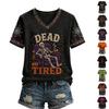 Women's Halloween Printed V-Neck Short Sleeve T-Shirt Casual Top