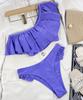 Sexy Women's Swimsuit One Shoulder Ruffle Low Waist Thong Brazilian Beachwear Bathing Suits