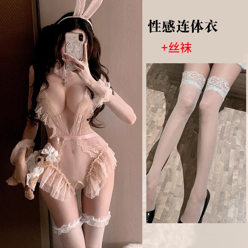 Sexy lingerie sexy suspender lace seduction hollowed out open onesie hot uniform woman