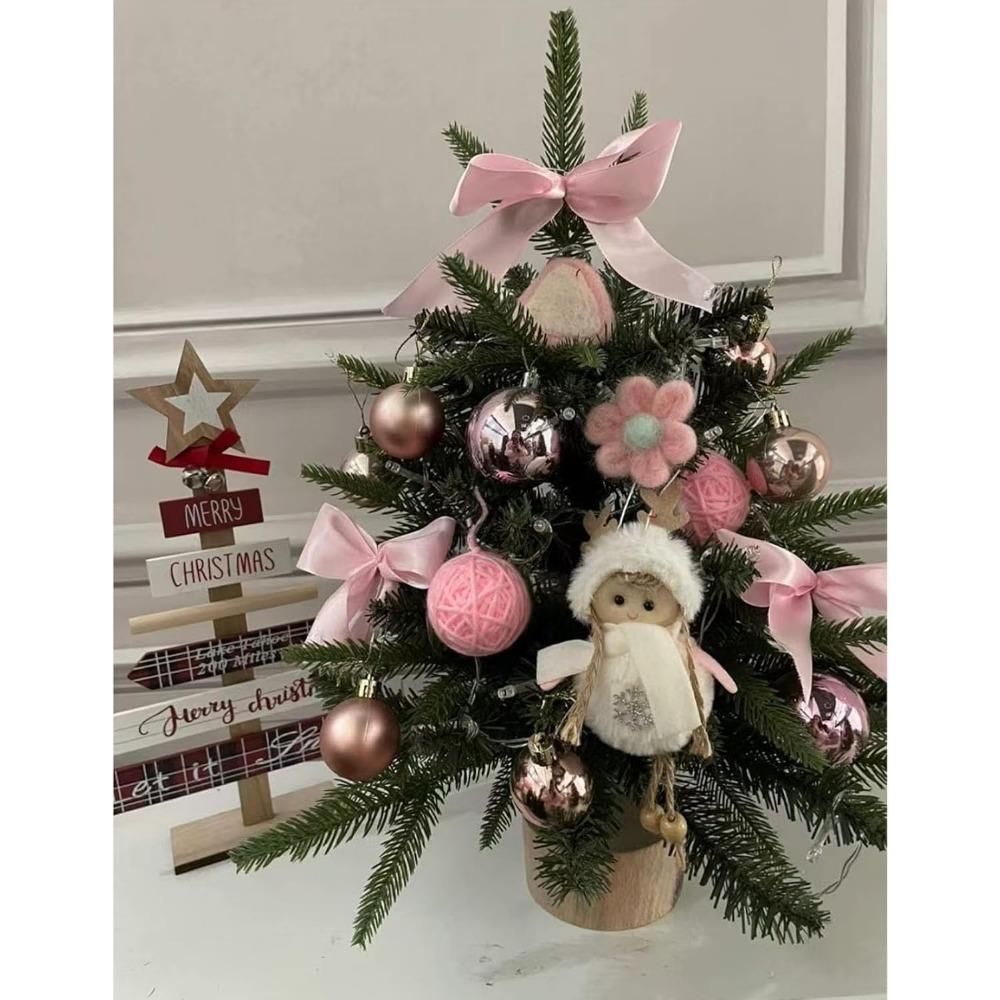Christmas Tree Christmas Decorations Indoor Arbol De Navidad Con Luces Small Christmas Tree with Lights Warm Wooden Base for Christmas Decor Home