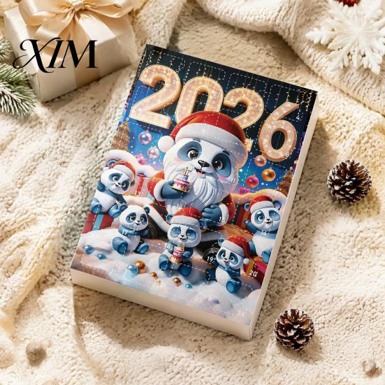Unique Christmas Gift Panda Advent Calendar, 24 Days Countdown Contains Acrylic Ornament Set Ornaments, Cute Hanging Decorations for Tree Home