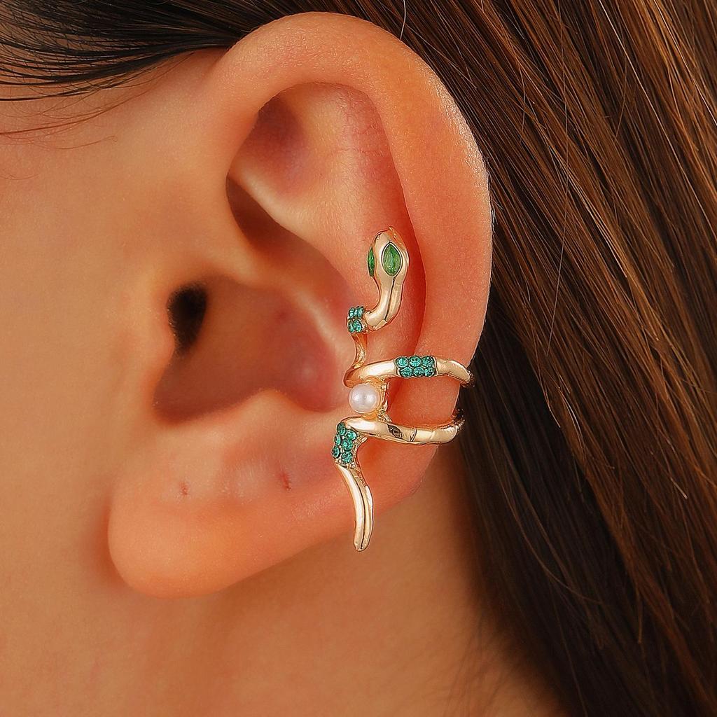 Elegant Diamond Snake Ear Clips - Non-Pierced, Minimalist Fashion, Niche Design