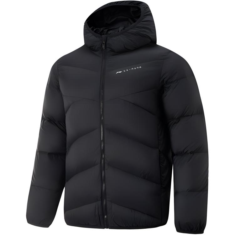 

Li Ning Fitness Series Sports Casual Теплая однотонная простая куртка с капюшоном для мужчин, куртки черного цвета AYMU561-6 XL
