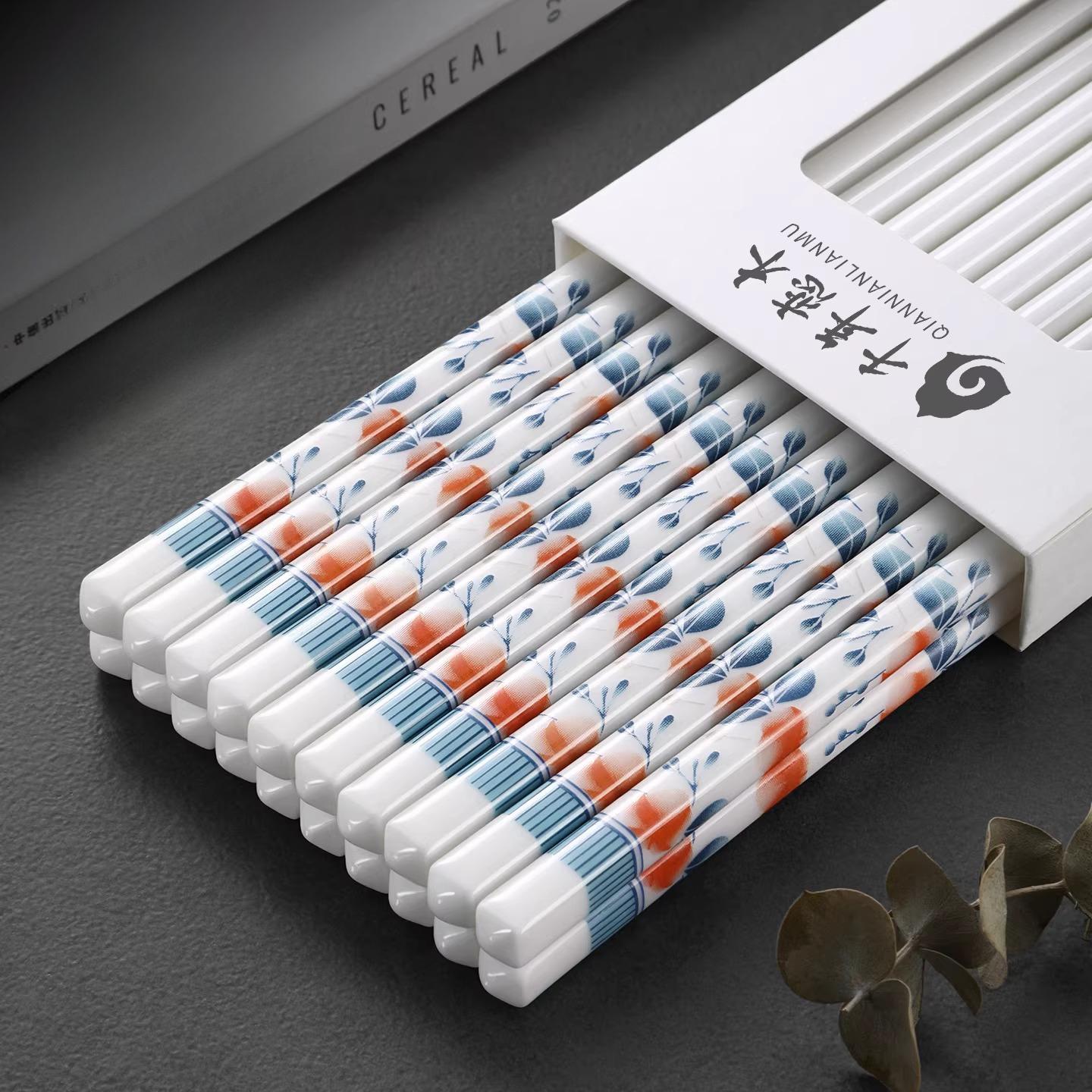 

Rural Style High-end Ceramic Chopstick Set, Anti Fall, Anti Slip, Household Anti High Aesthetic Chinese Tableware New Style