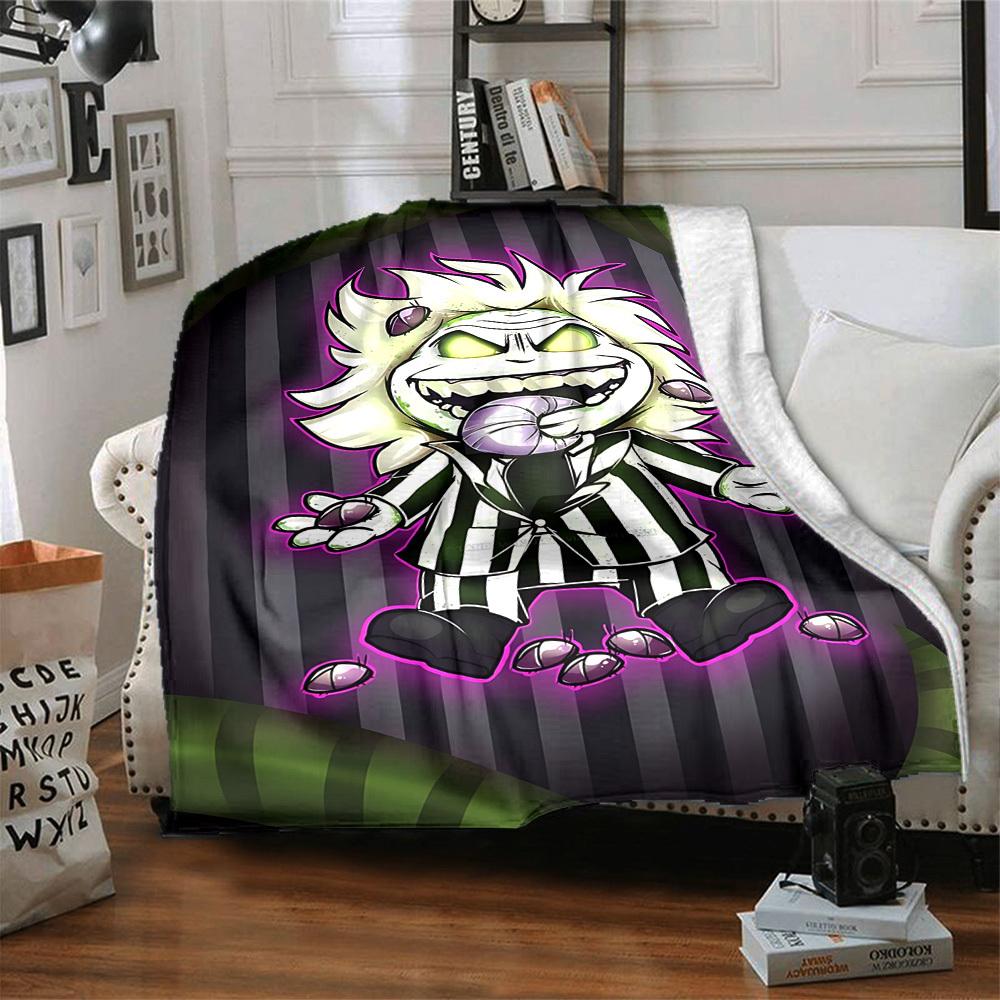 1 Stück Beetlejuice, Ghostbusters Decke Polyesterfaser, Ganzjahreskomfort für Sofa, Bett, Büro, Auto, Camping, Ideale Heimdekoration & Geschenk, Bürokomfort