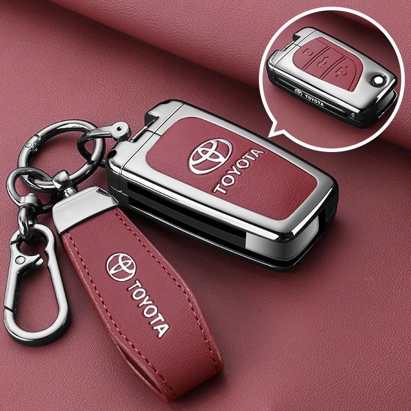 Leather Zinc Alloy Car Key Case for Toyota Corolla Hybrid 2021 Rav4 Land Cruiser Prado Camry Highlander Prius C-HR 2018+