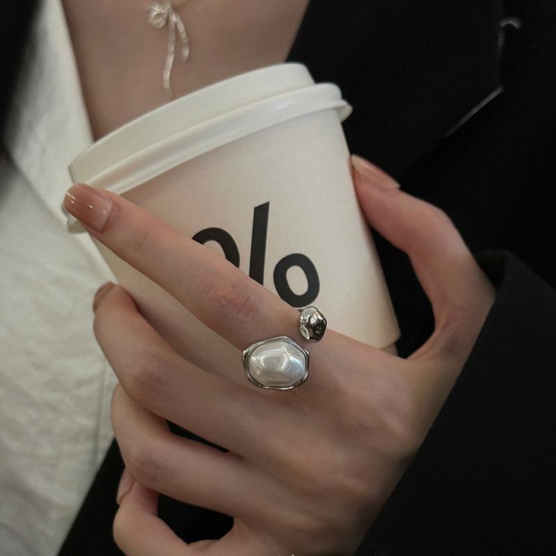 Irregular Baroque Imitation Pearl Rings for Women Gold Adjustable Rings Korean Fashion Jewelry Party Luxury Accessory