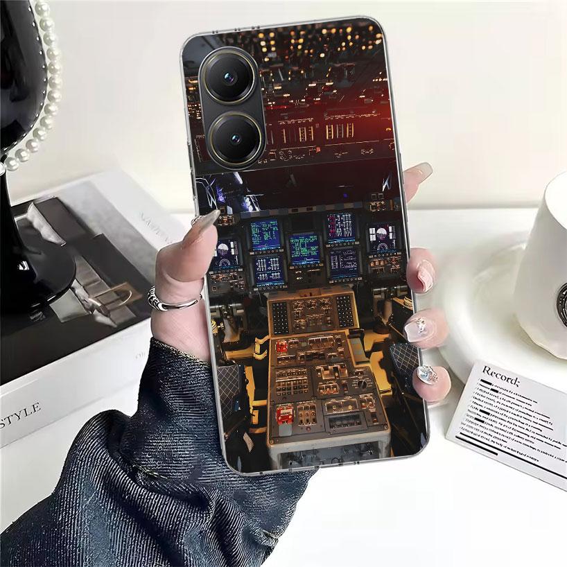 Aviation Aeroplane Pilot Cockpit Soft Phone Case For Xiaomi Redmi 15C 15 13C 13 Poco X5 X6 X7 F7 Ultra M7 12C 12 10 10C 9C 9A 9T