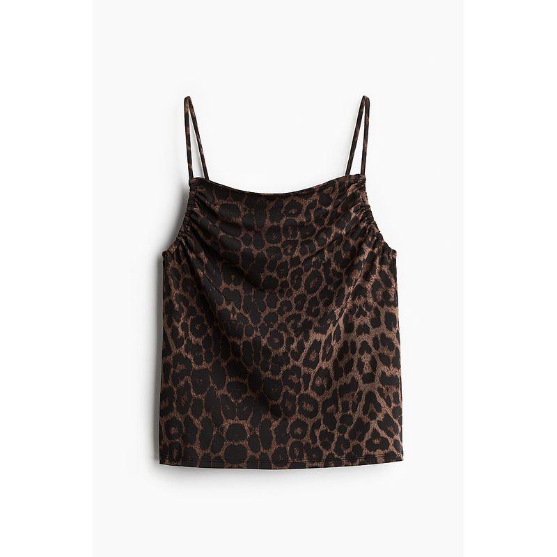 

HM 2025 Summer New Arrival Women s Clothing Fashion Casual Ruched Tied Top 1290225 Dark beige/Leopard print 150/76(XXS)