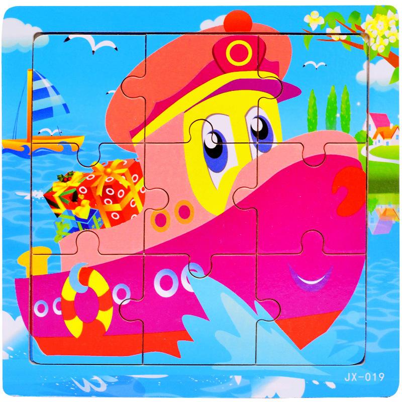 Kinder Holzpuzzle Spielzeug Baby Cartoon Muster Frühes Lernspielzeug