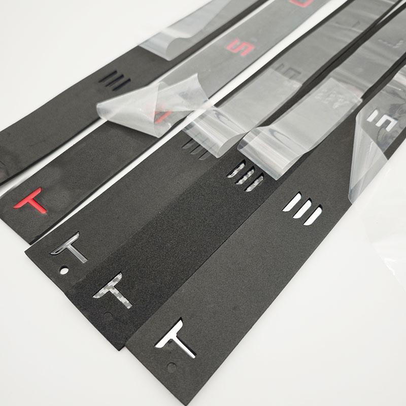 DHKOR1 3D ABS Letters Tesla Logo Carbon Chrome Black Red Badge Car Rear Trunk Stickers For Tesla Model 3 Y X S Back Decals Accessories
