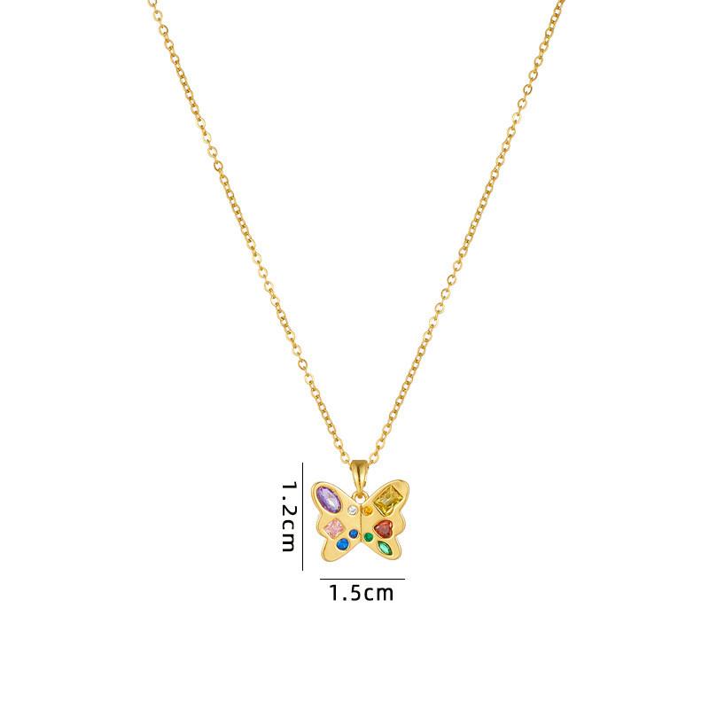 Trendy Zircon Butterfly Flower Pendant Necklace Stainless Steel High Grade Geometric Jewelry Party Gifts For Women Girls