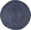 Blue Rigo Hand Woven Farmhouse Jute Area Rug Round, Natural