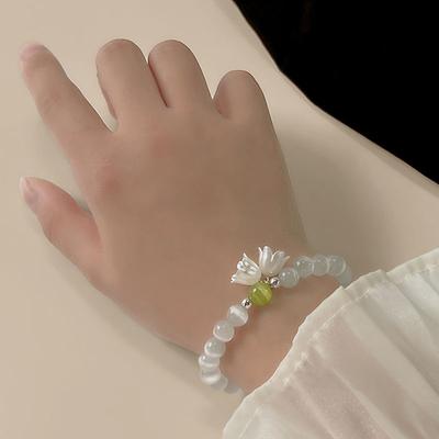 Opal Ayışığı Bilezik Işık Lüks Elastik Zambak Vadisi Çiçek Bilezik Kızlar Kadınlar Takı Aksesuarları Için