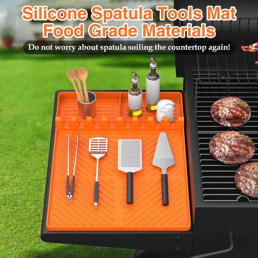 Blackstone Silikon Grillwerkzeugmatte, Grillzubehör Seitenablagematte Grillmatte für Grill, Küche, Theke, Spatel Silikonmatte mit Tropfschale