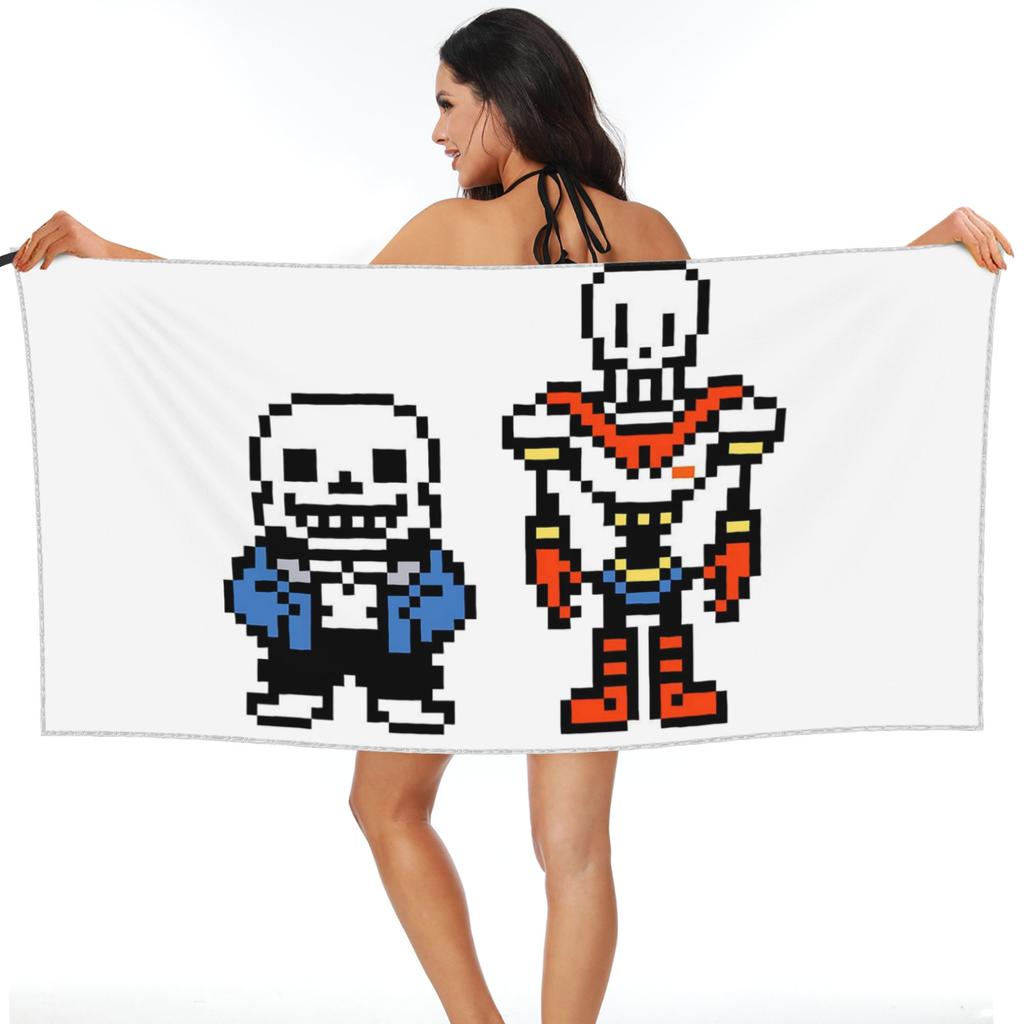 Undertale Sans And Papyrus Beach Towel Soft Microfiber Quick Dry Absorbent Quick Towels For Pool