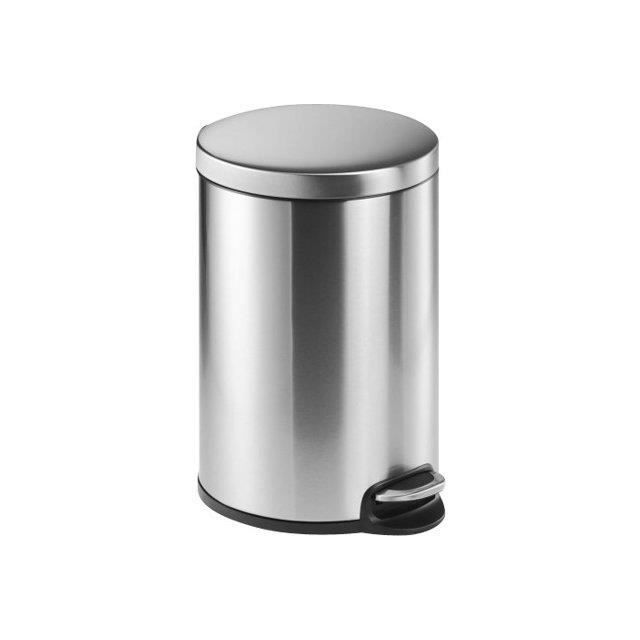 DURABLE Poubelle arrondi couvercle basculant 20 l pédale poignées inox argent métallisé