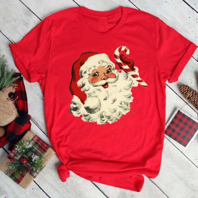 2025 Women Santa Claus Print Clothes Christmas 90s Funny Holiday Fashion Cartoon Tops Tee Shirt Ladies Female Graphic TShirt