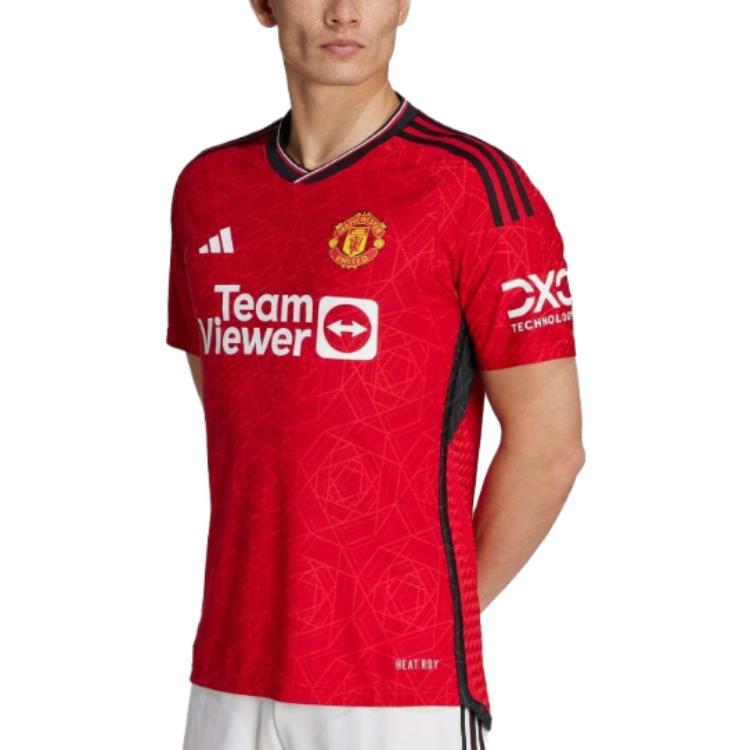 Adidas Manchester United Letter Print Logo Crew Neck T-Shirt Men Tops Red IN3520