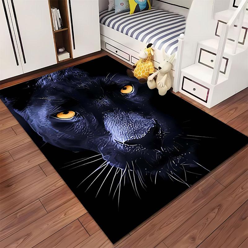 Black Panther Face Design Carpet suitable as a non-slip mat for the living room or bedroom sofa
