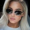 Modische ovale Damen-Sonnenbrille Retro Trendig Metall-Sonnenbrille für draußen Hochwertige Klassische Herrenbrille