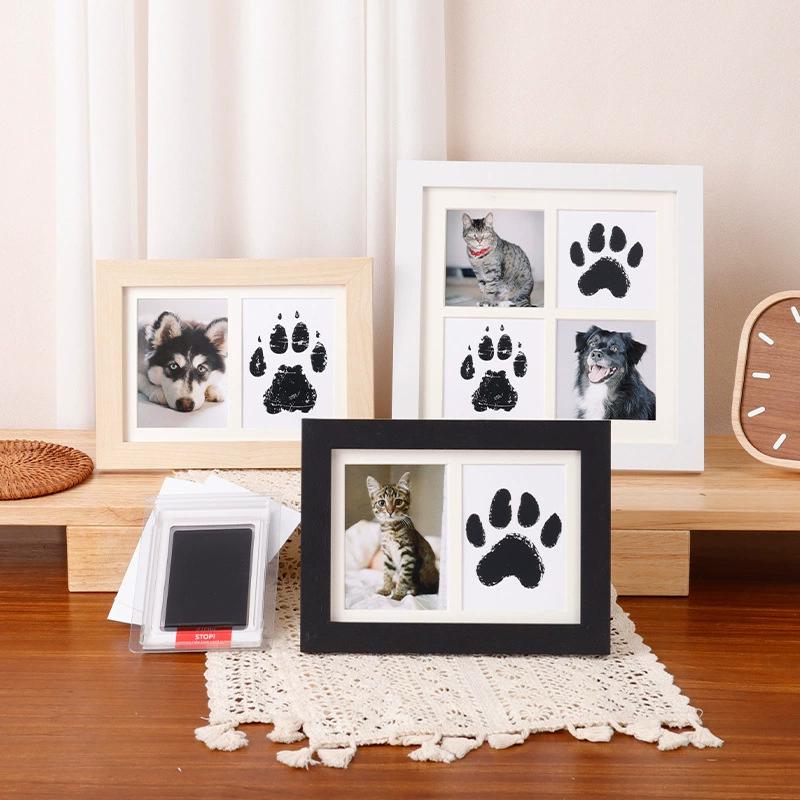 Diy Wooden Baby Pet Paw Print Footprint Handprint Photo Frame No Mess Ink Pad Imprint Kit Memorial For Newborn And Pet Lover