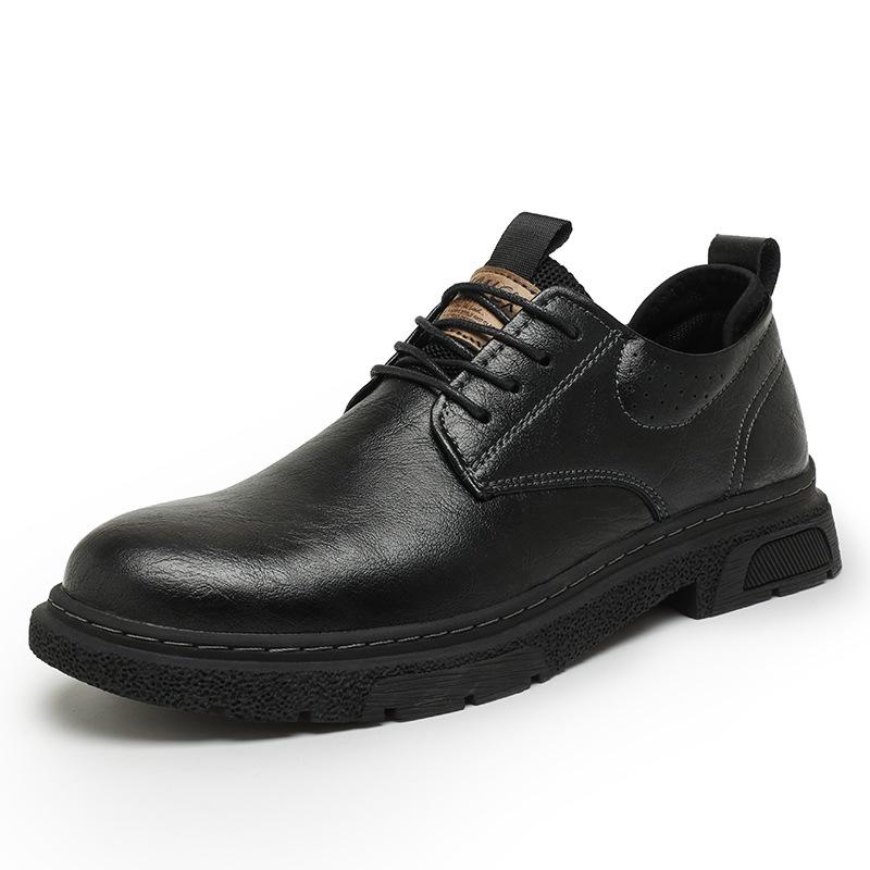 Men's Plus Size Autumn Leather Shoes - Thick Sole British Style Low-top Retro Work Boots