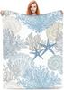 Coperta Plaid Nautica Costiera Stella Marina Conchiglia Corallo Tema Oceano Morbido Pile Accogliente Decorazione Divano Letto Leggera xin