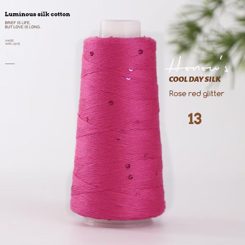 Tencel Sequin Silk Thread DIY Knitting: Summer Wool English No-Label Hat & Baby Short Sleeve.