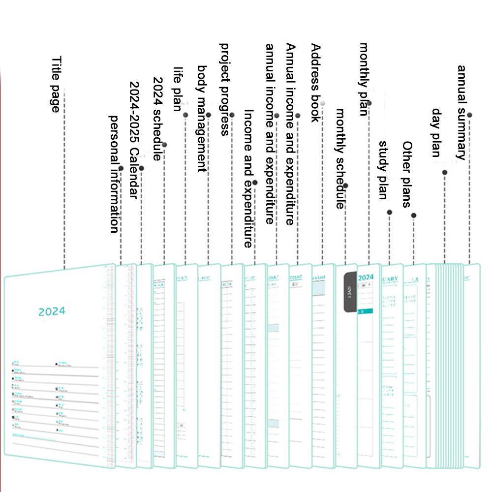 (Logo kann eingraviert werden) A5/B6 ultradickes Ledernotizbuch, Geschäftsplaner 2024, Studenten-Tagesplaner, Planer, Protokollbuch, Notizblock