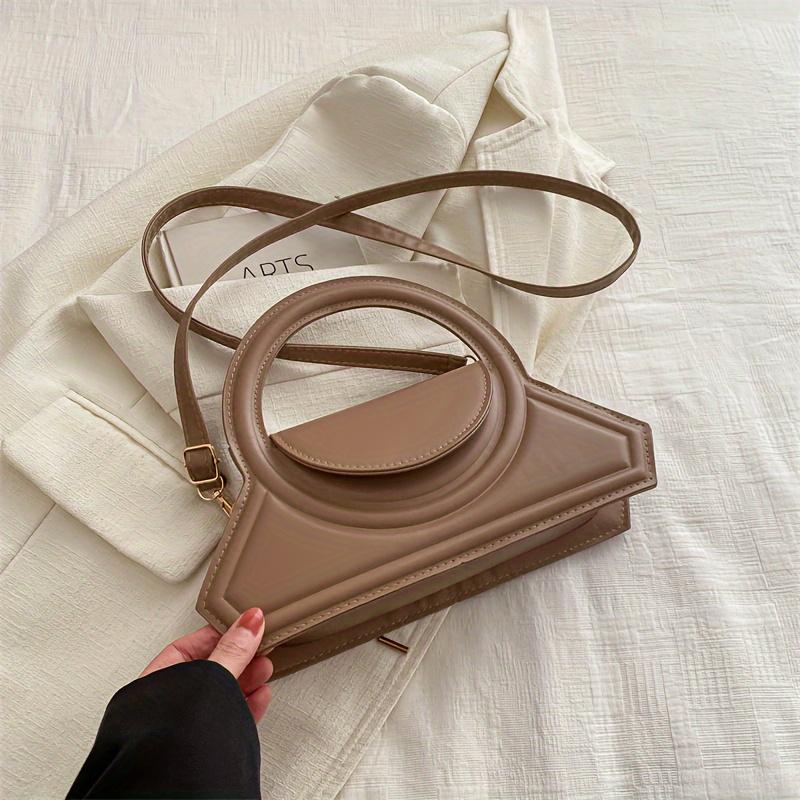 Chic Simple Style PU Handbag Fashion Solid Color Women'S Single Shoulder Crossbody Bag Small Square Design