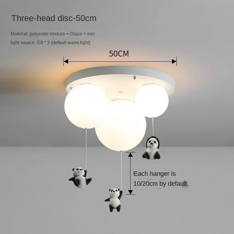 Nordic Creative Panda Bedroom LED Ceiling Lamp Living Room Children's Cartoon Animal Unique Art Decorative Lighting Fixture