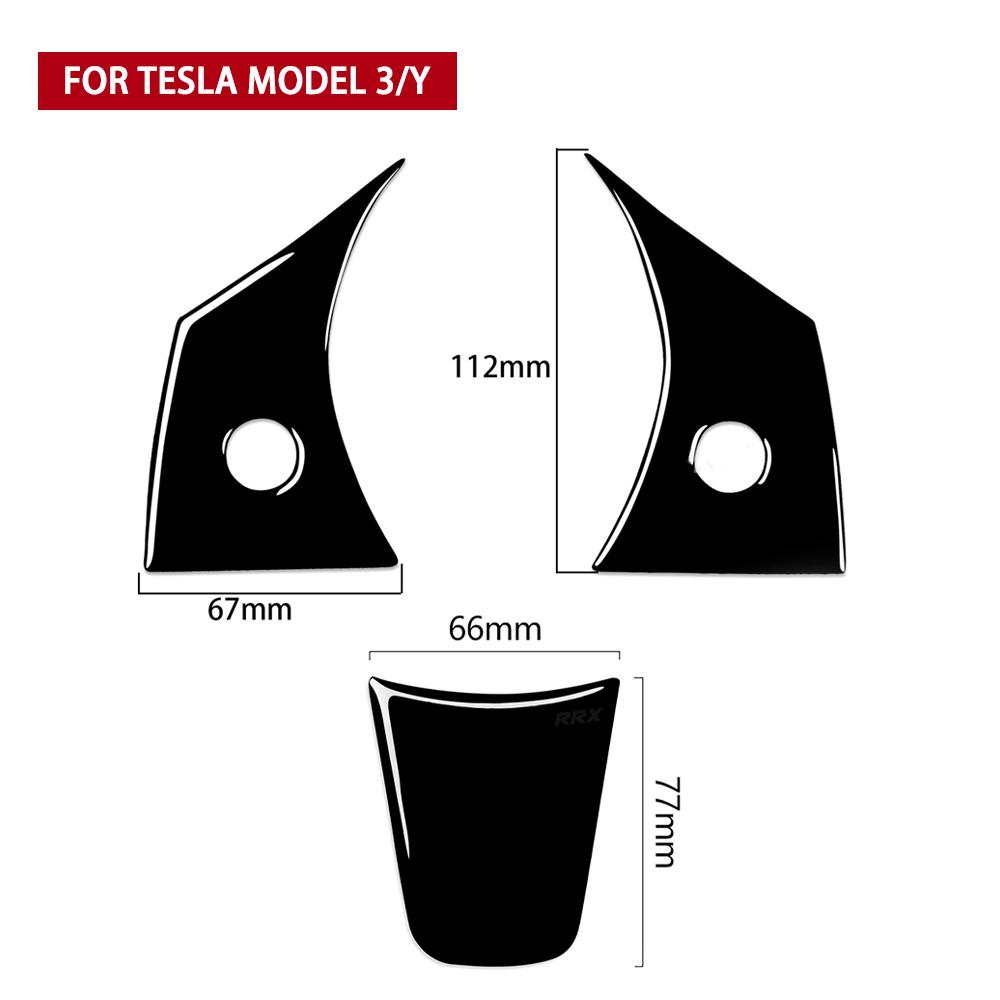 For Tesla Model 3 Y 2017-2025 Car Steering Wheel Panel Cover Trim Stickers Frame ABS Carbon Fiber Modification Accessories