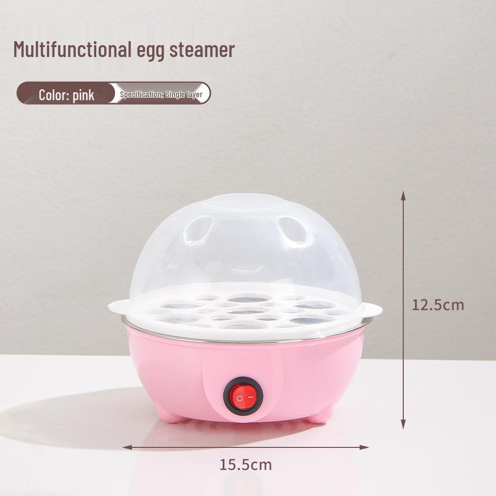 Compact Multi-Functional Egg Cooker: Single-Layer Steamed Egg Machine for Dorm Breakfasts, Anti-Dry Burning Feature