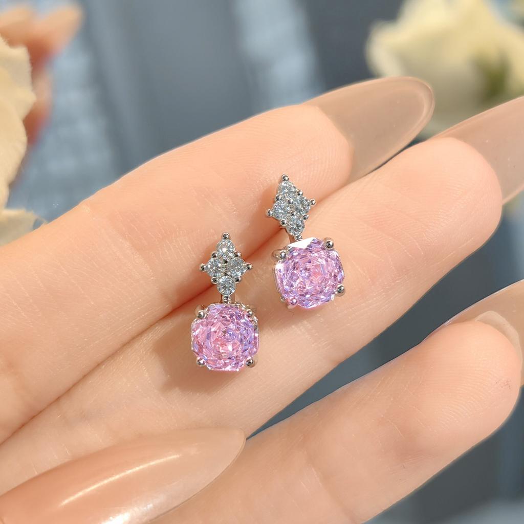 Achteck Millennium Schliff Set Ring Damen Leichter Luxus Premium Rosa Lila Lithium Champagner Gelb Hochkohlenstoff Diamant