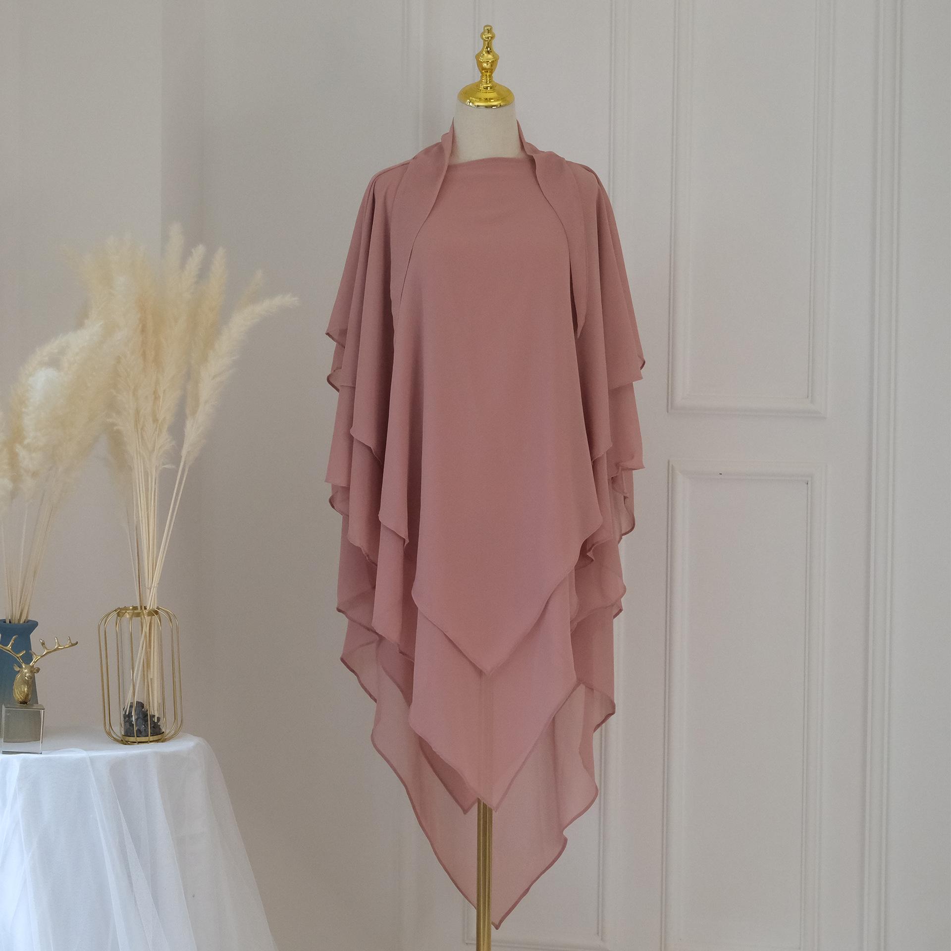 Jednoduchý Khimar Hidžáb Jednofarebná Šatka na hlavu Blízky východ Dubaj Turecko Moslimský Hidžáb Islam Modlitebné oblečenie Pre ženy Džellaba Turbán brown