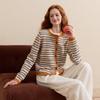 Sancai 2026 Winter Retro Striped Embroidered Knit Cardigan