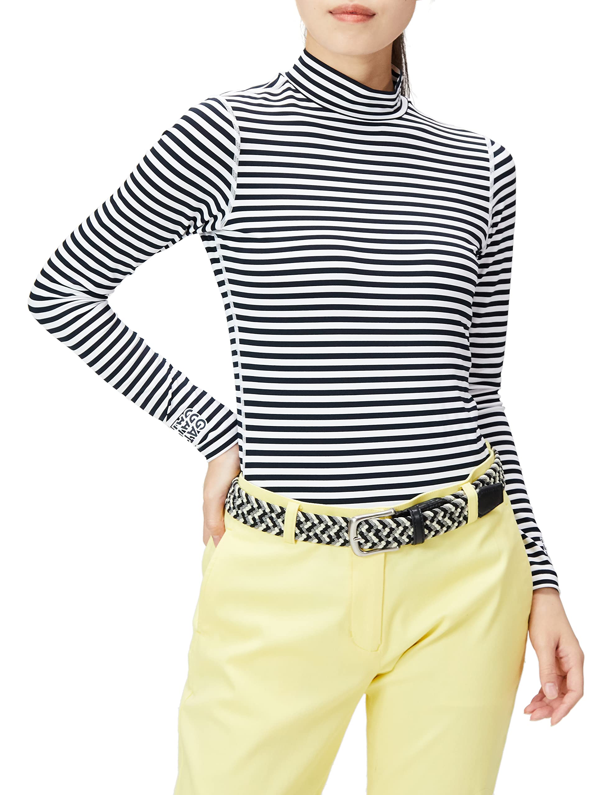 

внутренняя футболка BEATRIX PLUS в полоску, УФ-защита, антибактериальная и дезодорирующая x Темно-синий 00 [PEARLY GATES] Женский лонгслив с рисунком, влагоотводящий,