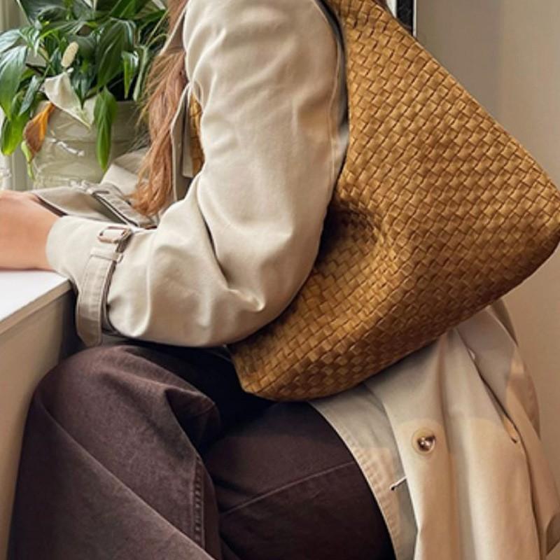 Borsa Tote Tessuta in Camoscio da Donna Grande Morbida in Pelle a Spalla Con Magnete per Pendolarismo Quotidiano Uso Casual