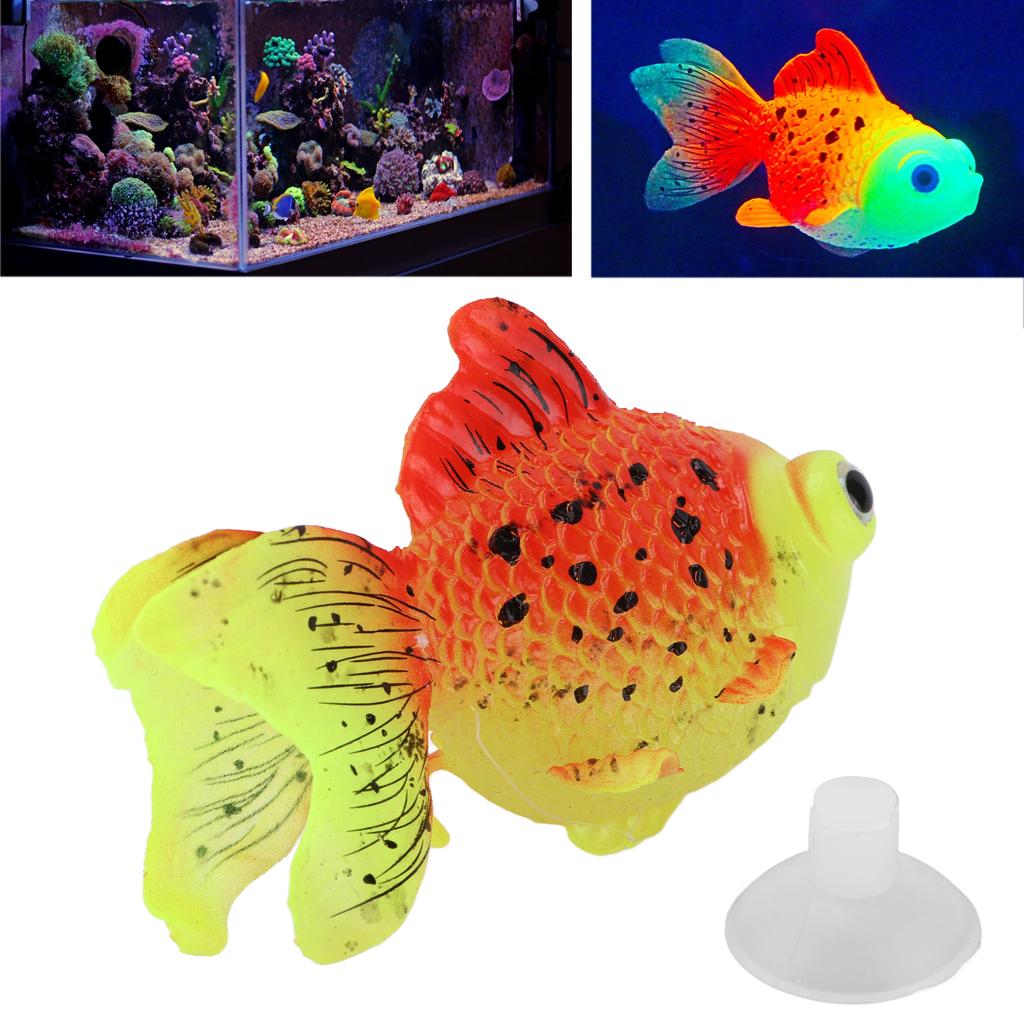 Künstlicher Fisch Leuchteffekt Silikon Simulation Goldfisch für Aquarium Simulation TierdekorationGF03